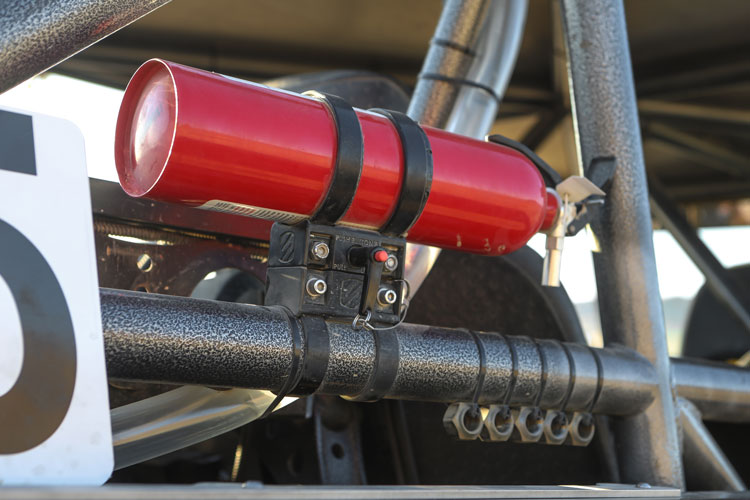 Graphic image of Base Clamp Mount with Fire Extinguisher