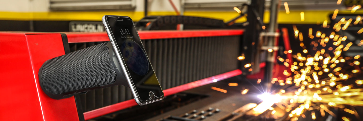 Graphic Banner image of Bluetooth speaker in garage