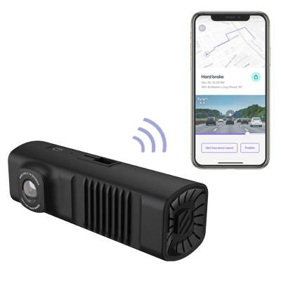 Image of dual  dash camera with phone app