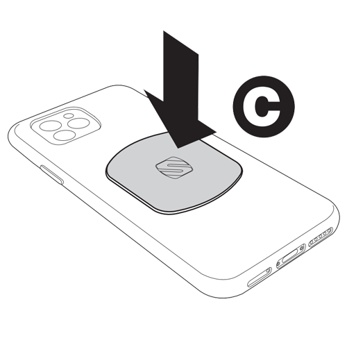 MagicPlate icon C- Press plate firmly to affix 