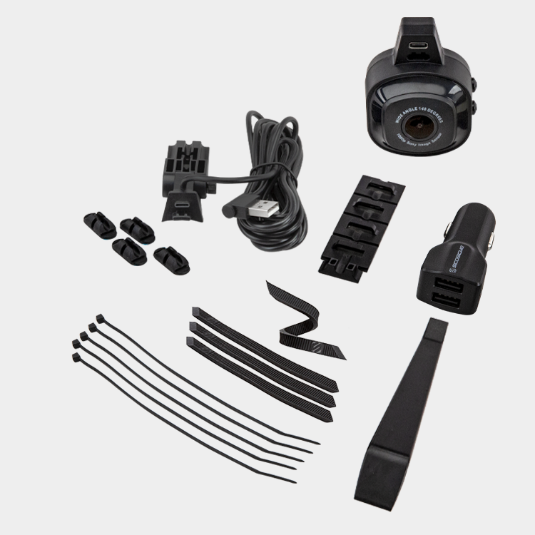 Dash Camera and Installation tools Full HD Dash Camera and USB Power Cable Installation tools, ties, and mounts