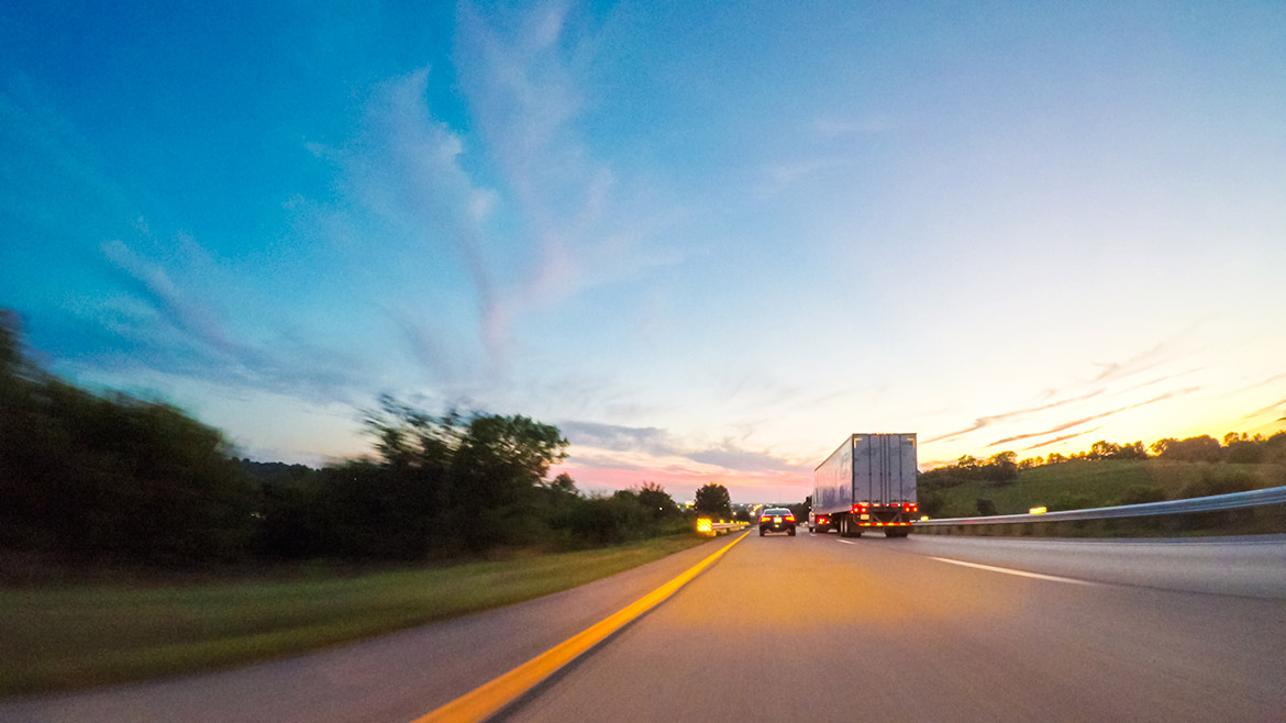 driving west on a road