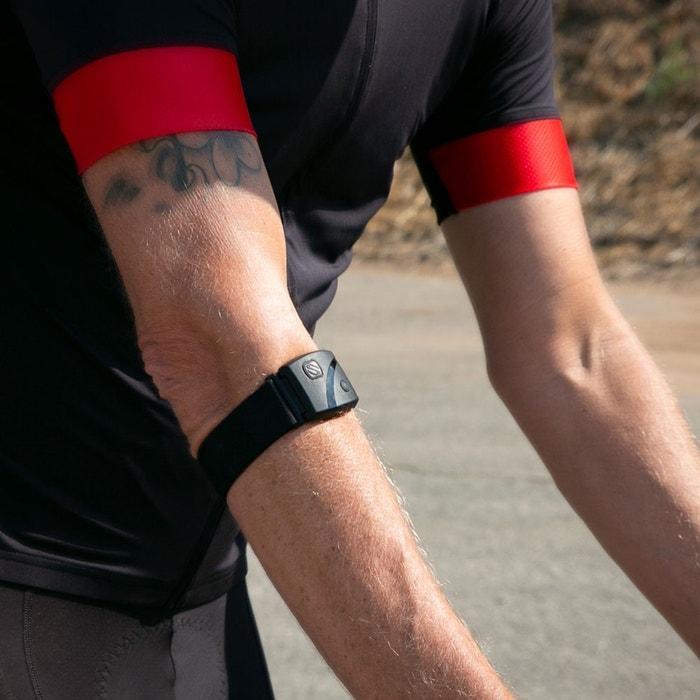 close up of man wearing black heart rate monitor